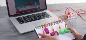 Makey Makey connected to laptop